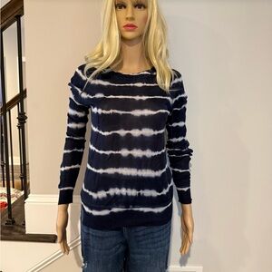 Vintage Theory Dark Blue and White Tye-Dye Cotton Top